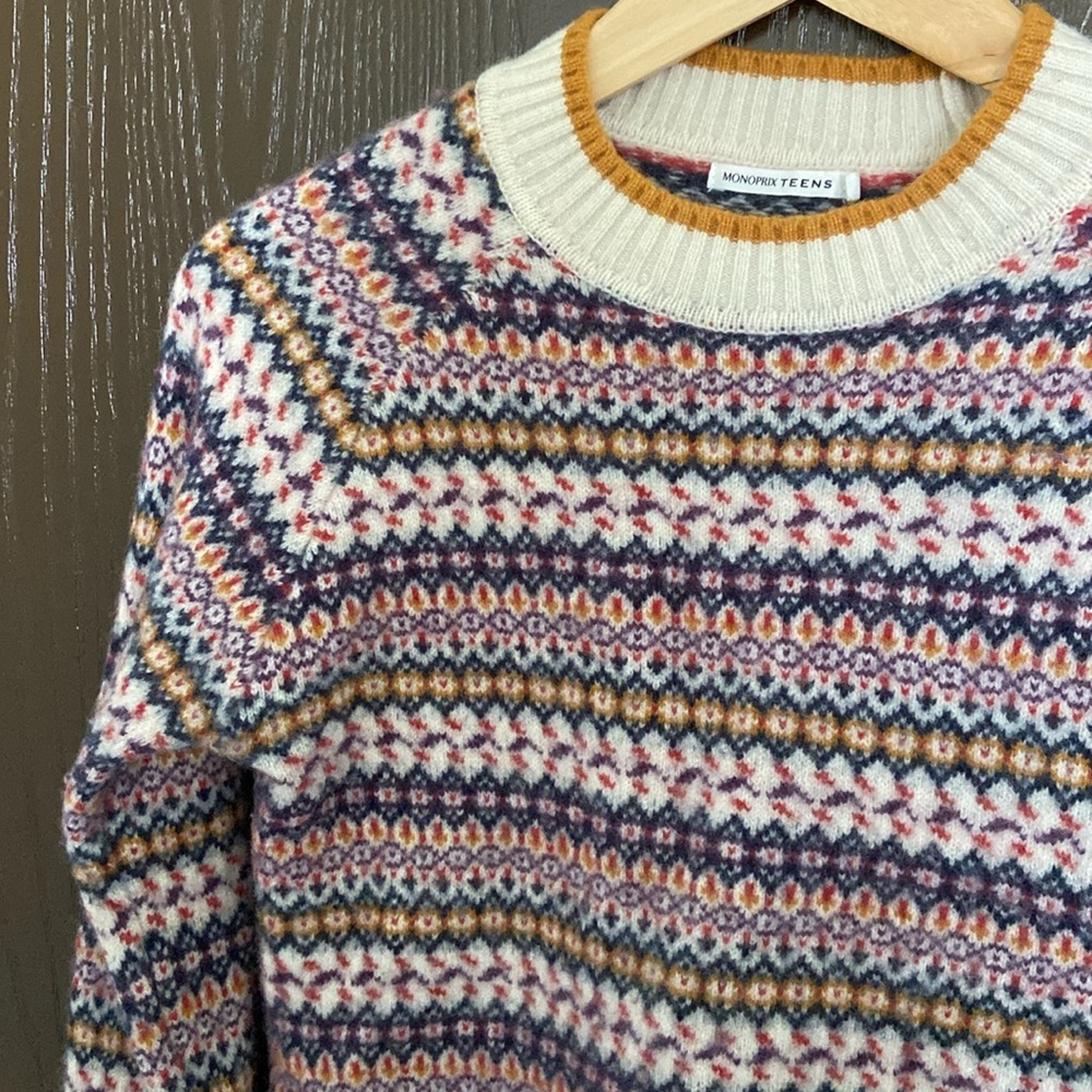 Patterned Multicolor Wool Sweater - image 3
